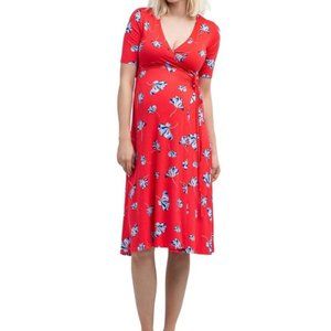 Nom Maternity Maya Nursing Maternity Wrap Dress - Red/M
